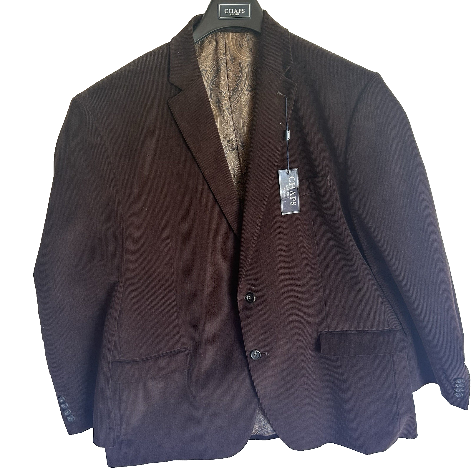 Chaps Blazer Mens 48R Brown Corduroy Sport Coat Classic Jacket NEW