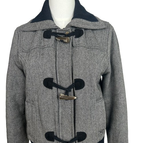 American Eagle Outfitters Jacket Womens Size M Gray Herringbone Biker Cropped