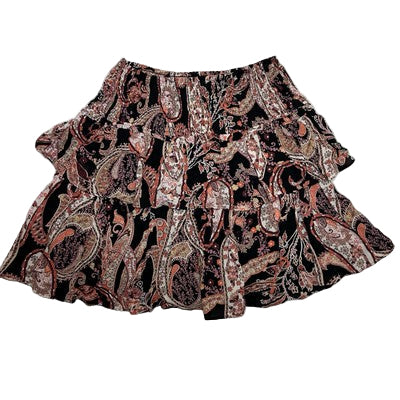 By Anthropologie Womens Mini Skirt Size M Tiered Layered Stylish Paisley Design