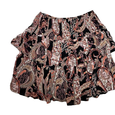 By Anthropologie Womens Mini Skirt Size M Tiered Layered Stylish Paisley Design