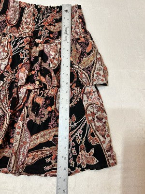 By Anthropologie Womens Mini Skirt Size M Tiered Layered Stylish Paisley Design