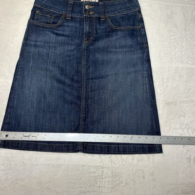 Vintage Y2K Red Engine Dark Wash Blue Denim Skirt Claret A-Line Womens S 29 Midi