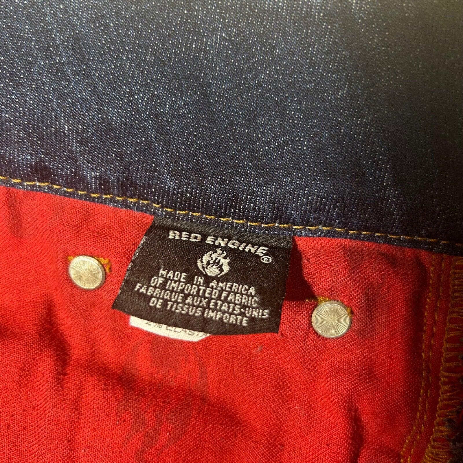 Vintage Y2K Red Engine Dark Wash Blue Denim Skirt Claret A-Line Womens S 29 Midi