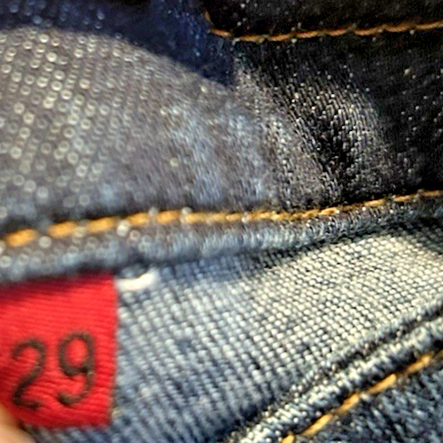 Vintage Y2K Red Engine Dark Wash Blue Denim Skirt Claret A-Line Womens S 29 Midi