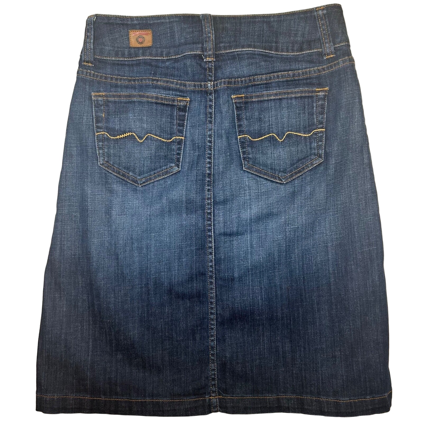 Vintage Y2K Red Engine Dark Wash Blue Denim Skirt Claret A-Line Womens S 29 Midi