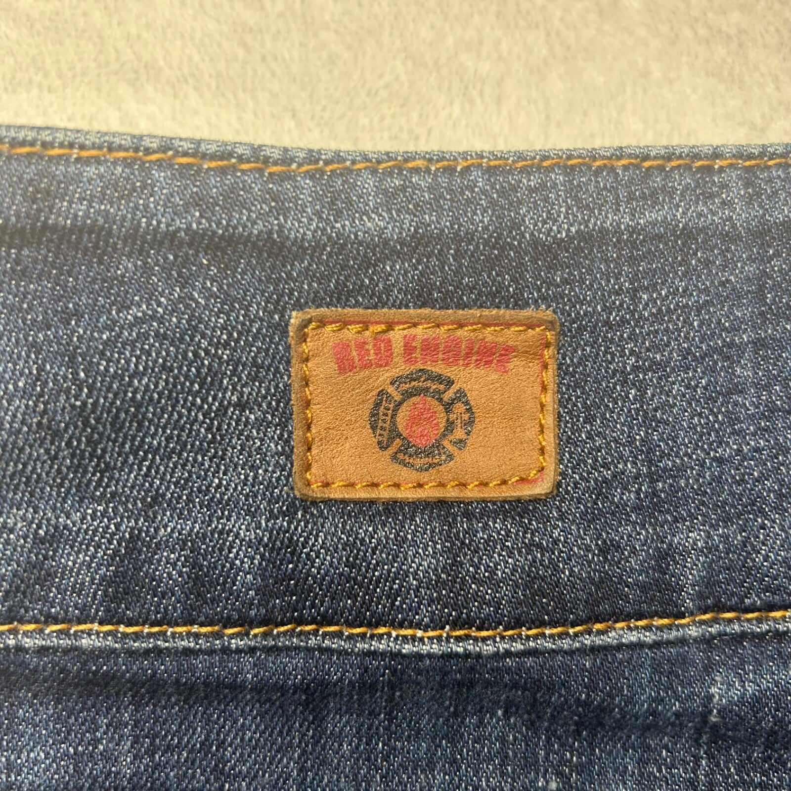 Vintage Y2K Red Engine Dark Wash Blue Denim Skirt Claret A-Line Womens S 29 Midi