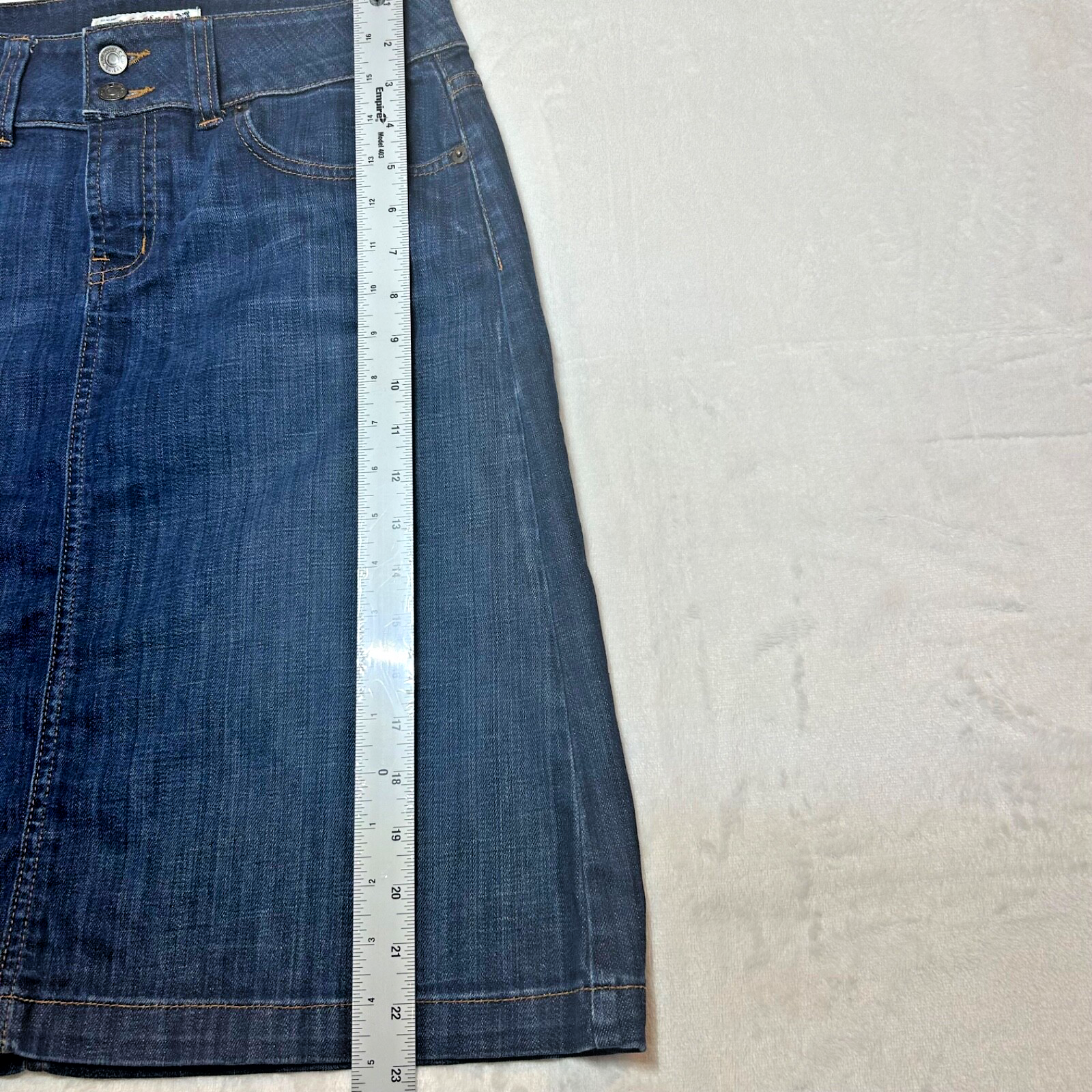 Vintage Y2K Red Engine Dark Wash Blue Denim Skirt Claret A-Line Womens S 29 Midi