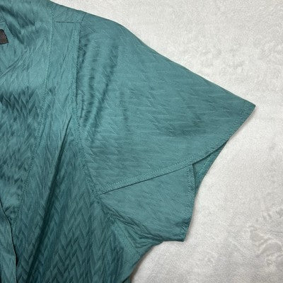 Plains&Prints Faux Wrap Womens Top Sz 10 -Short Petal Sleeve -Pleated V-Neck NEW