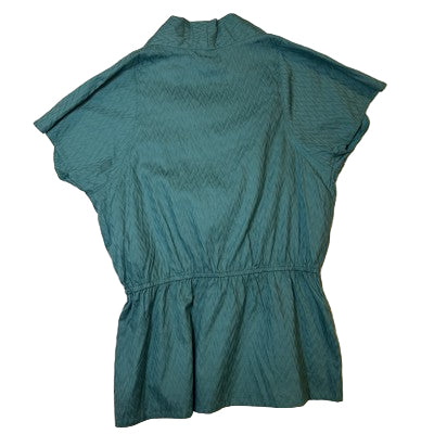 Plains & Prints Faux Wrap Women Top Size 10 Short Petal Sleeve Pleated V-Neck