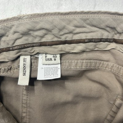 Brunello Cucinelli  Jeans Beige Women Skinny Fit Straight Leg Denim Size 8
