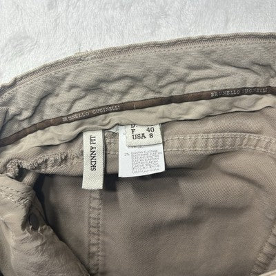 Brunello Cucinelli  Jeans Beige Women Skinny Fit Straight Leg Denim Size 8