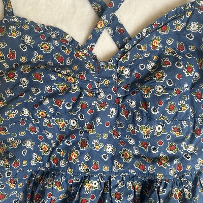 Hollister Summer Mini Dress Spaghetti Strap Blue Floral Size Small  Boho Preppy