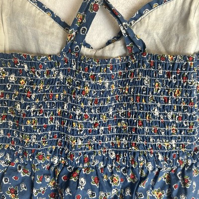Hollister Summer Mini Dress Spaghetti Strap Blue Floral Size Small  Boho Preppy