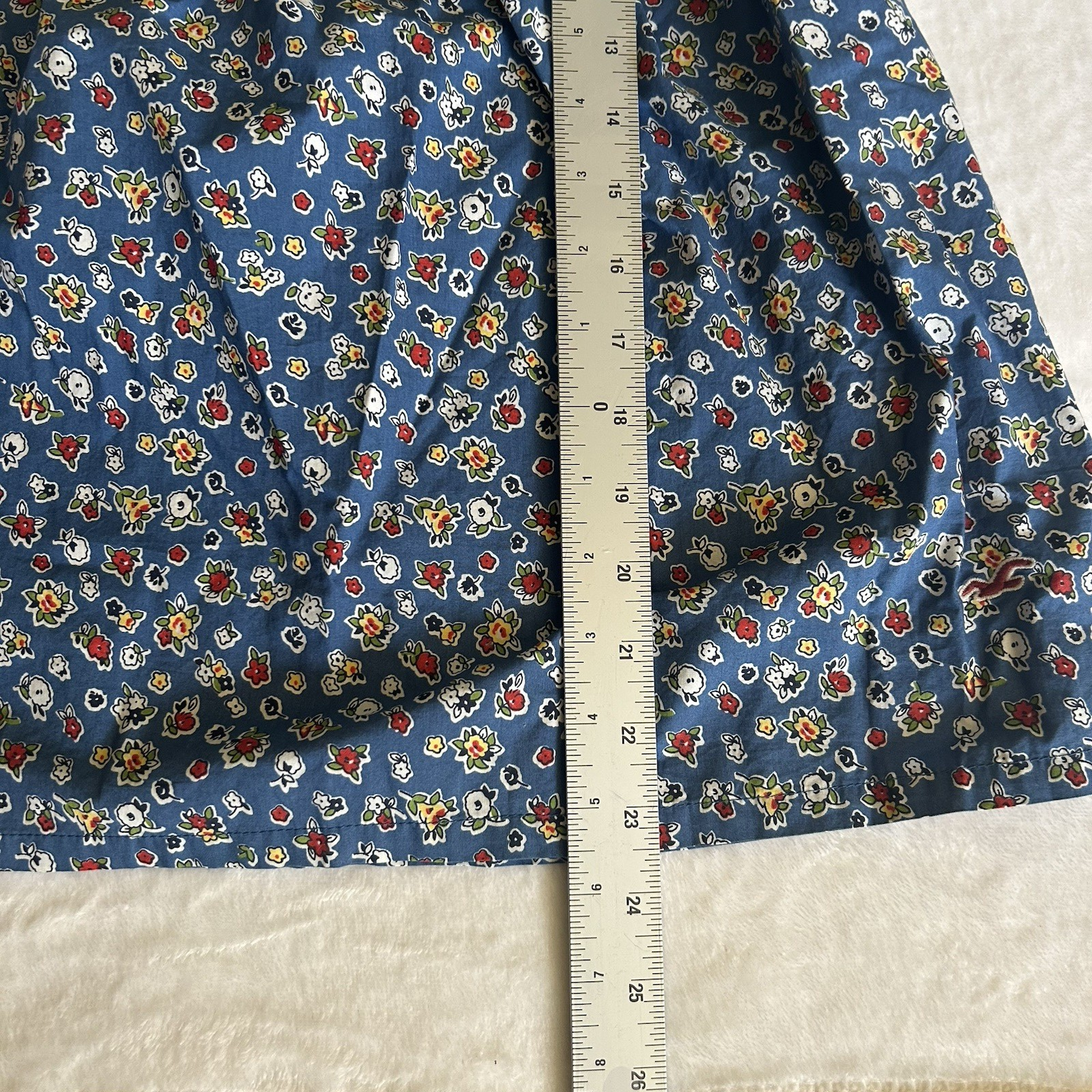 Hollister Summer Mini Dress Spaghetti Strap Blue Floral Size Small  Boho Preppy