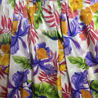 Charlotte Kellog Resort Skirt Drop Waist Midi 100% Silk Tropical Size 10 Women