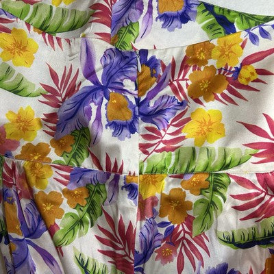 Charlotte Kellog Resort Skirt Drop Waist Midi 100% Silk Tropical Size 10 Women