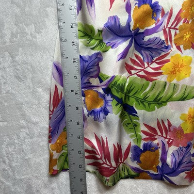Charlotte Kellog Resort Skirt Drop Waist Midi 100% Silk Tropical Size 10 Women
