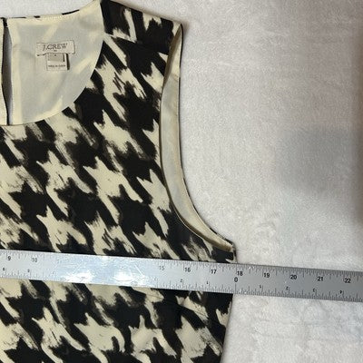 J CREW Dress Size 8 Lined  Houndstooth Cream & Brown Cocktail Dress Ruffled Hem