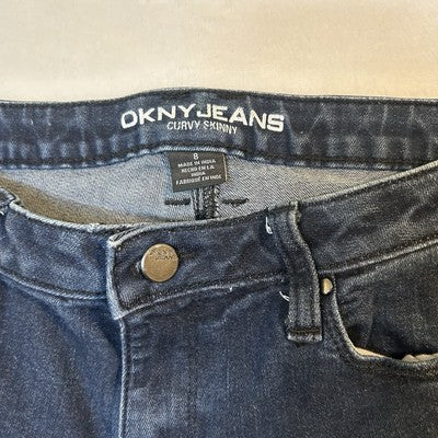 DKNY Curvy Jeans Women Size 8 Blue Denim Cotton Dark Wash Mid Rise Skinny Pocket