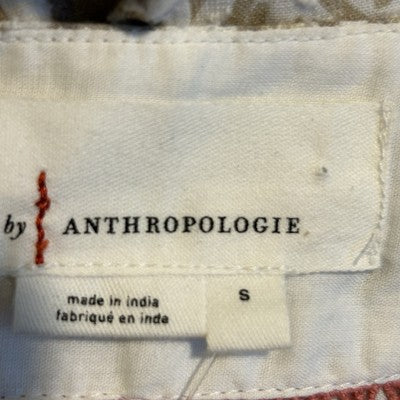 Anthropologie Women Crop Top Medium Sleeveless Wrap Cotton Printed Neutral Beige