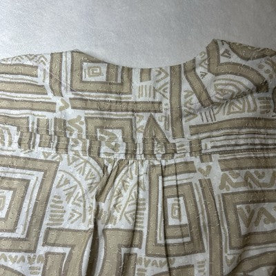 Anthropologie Women Crop Top Medium Sleeveless Wrap Cotton Printed Neutral Beige