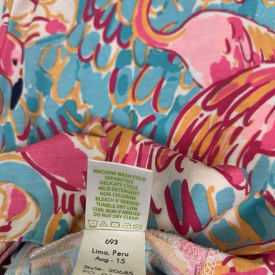Lilly Pulitzer Women's Dress XS Linden Peel & Eat Flamingo Pima Cotton