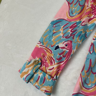 Lilly Pulitzer Women's Dress XS Linden Peel & Eat Flamingo Pima Cotton