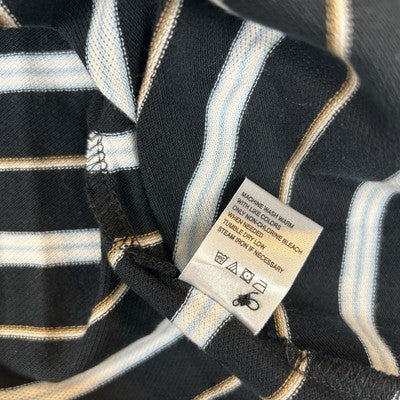 Black Brown 1826 Polo Shirt Mens XXL Black/White Striped 100% Cotton Knit