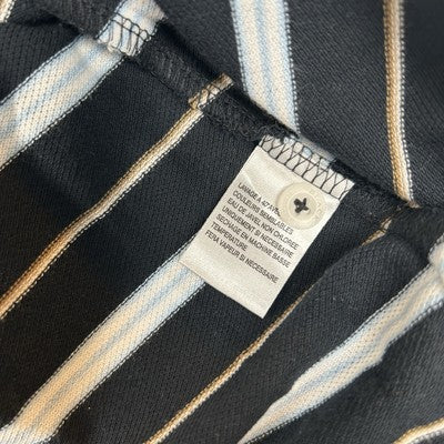 Black Brown 1826 Polo Shirt Mens XXL Black/White Striped 100% Cotton Knit