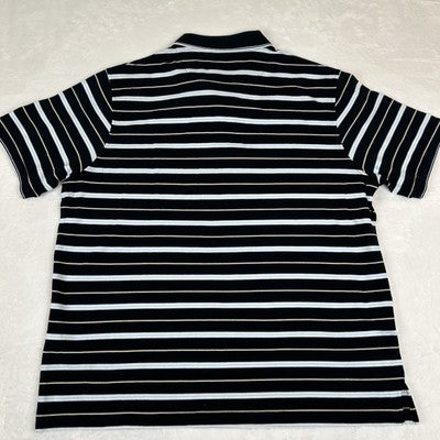 Black Brown 1826 Polo Shirt Mens XXL Black/White Striped 100% Cotton Knit