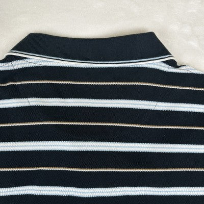 Black Brown 1826 Polo Shirt Mens XXL Black/White Striped 100% Cotton Knit