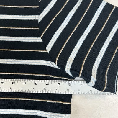 Black Brown 1826 Polo Shirt Mens XXL Black/White Striped 100% Cotton Knit