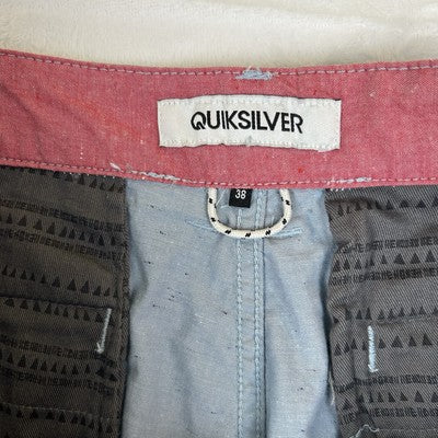 Quicksilver Light Blue Sand Pattern Men's 38 Pocket  Chino Shorts 99% Cotton