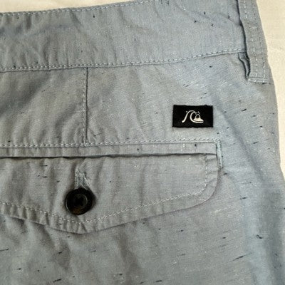 Quicksilver Light Blue Sand Pattern Men's 38 Pocket  Chino Shorts 99% Cotton