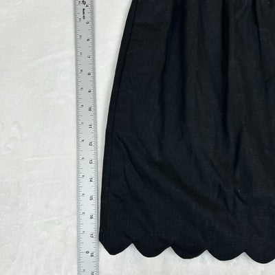 J Crew Black Linen Scallop Hem Paper Bag Waist Lined Skirt Womens Size 6