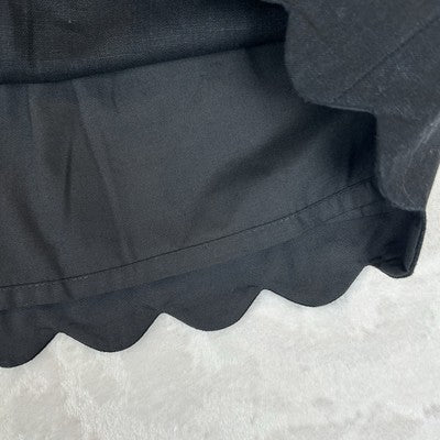 J Crew Black Linen Scallop Hem Paper Bag Waist Lined Skirt Womens Size 6
