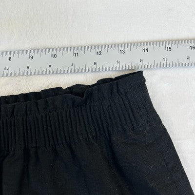 J Crew Black Linen Scallop Hem Paper Bag Waist Lined Skirt Womens Size 6