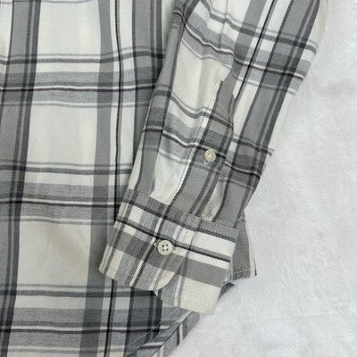 LRL Lauren Ralph Lauren Shirt Womens PM Gray Plaid Button Up Embroidered with Logo