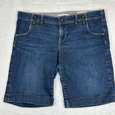 Gap Shorts Limited Edition Womens Size 12 Denim Jean Bermuda 4-Buttons Design Cuff