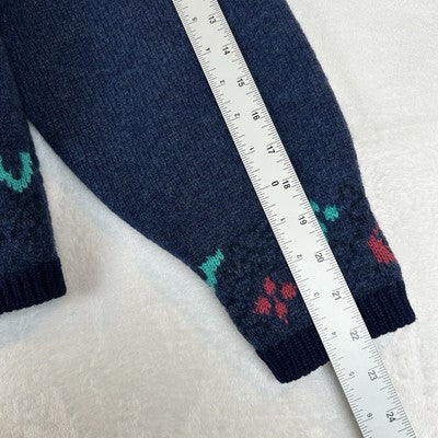 Blarney Cardigan Sweater Irish Blue Wool Womens Size M Cottagecore Country Vintage