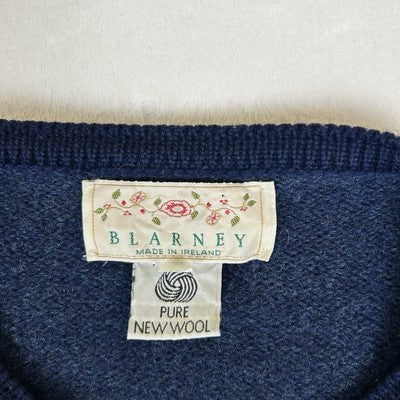 Blarney Cardigan Sweater Irish Blue Wool Womens Size M Cottagecore Country Vintage