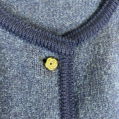Blarney Cardigan Sweater Irish Blue Wool Womens Size M Cottagecore Country Vintage