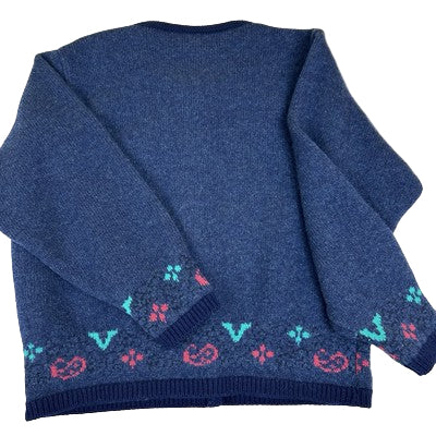 Blarney Cardigan Sweater Irish Blue Wool Womens Size M Cottagecore Country Vintage