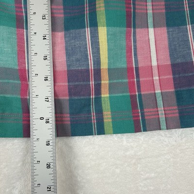 Talbots Womens Linen Cotton Skirt Size 14P Pastel Plaid Summer Preppy A-Line