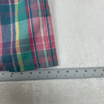 Talbots Womens Linen Cotton Skirt Size 14P Pastel Plaid Summer Preppy A-Line