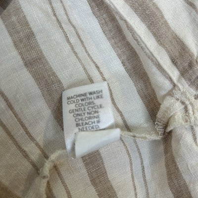 Pure Jill J Jill Women S 100% Linen Boxy Tunic Top Tan White Stripe Short Sleeve