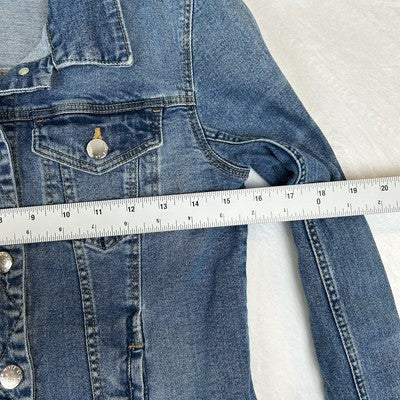 Stradivarius Denim Jacket Women's Size Small Original Trucker Jean Medium Wash