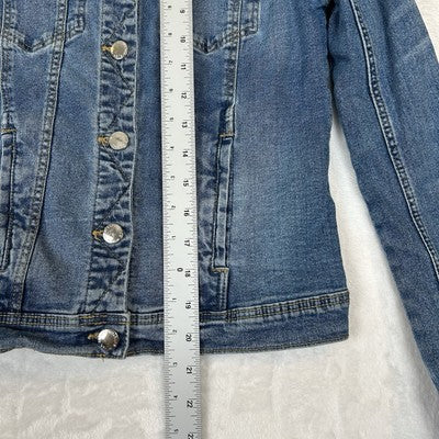 Stradivarius Denim Jacket Women's Size Small Original Trucker Jean Medium Wash