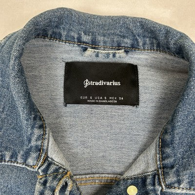 Stradivarius Denim Jacket Women's Size Small Original Trucker Jean Medium Wash