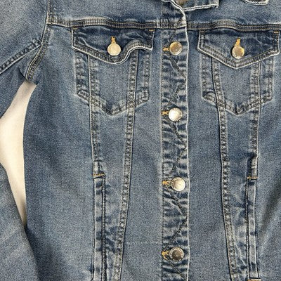 Stradivarius Denim Jacket Women's Size Small Original Trucker Jean Medium Wash